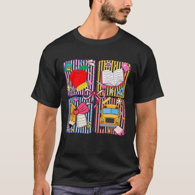 T-shirt Retour à l'école Coquette Bow Crayon Prof Squad S (Devant)