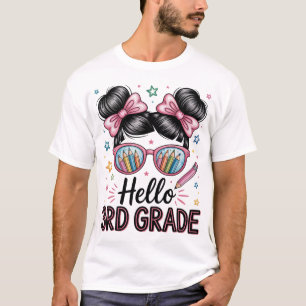 T-shirt Retour À L'École Coquette Bow Enseignant Bonjour T