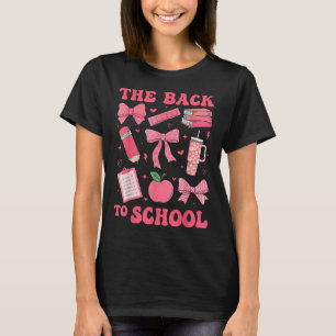T-shirt Retour À L'École Coquette Rose Bow Livre De Crayon