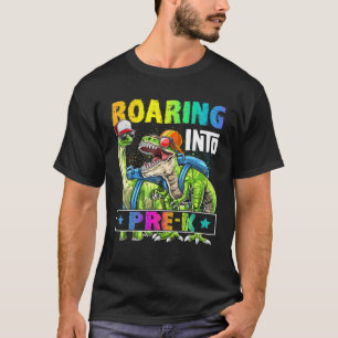 T-shirt Retour À L'École Des Garçons Dans Le Dinosaure Pré