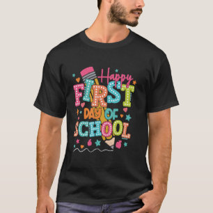 T-shirt Retour à l'école élève enseignant Heureux premier