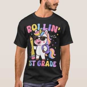 T-shirt Retour À L'École En 1Ème Année Cute Unicorn