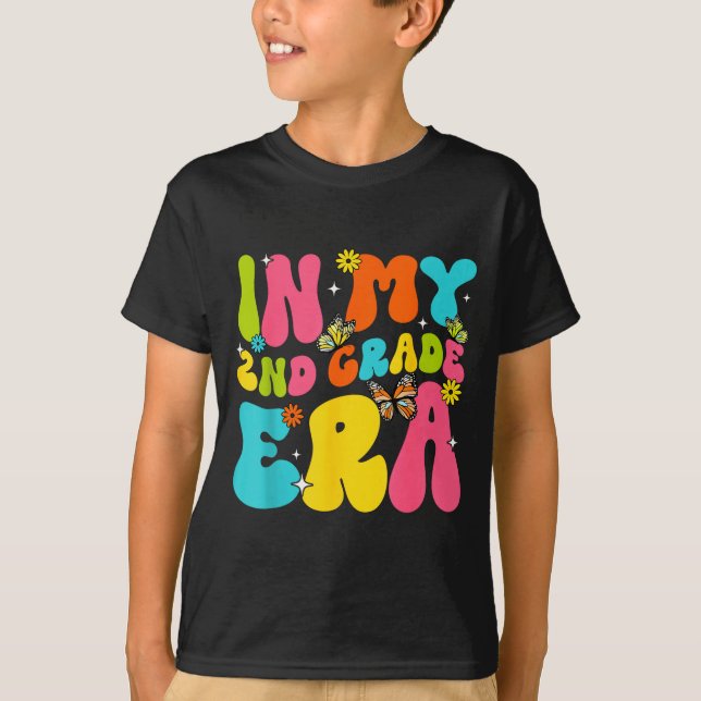 T-shirt Retour à l'école en 2e année ère papillon (Devant)