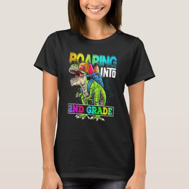 T-shirt Retour À L'École En Dinosaure De 2E Année (Devant)