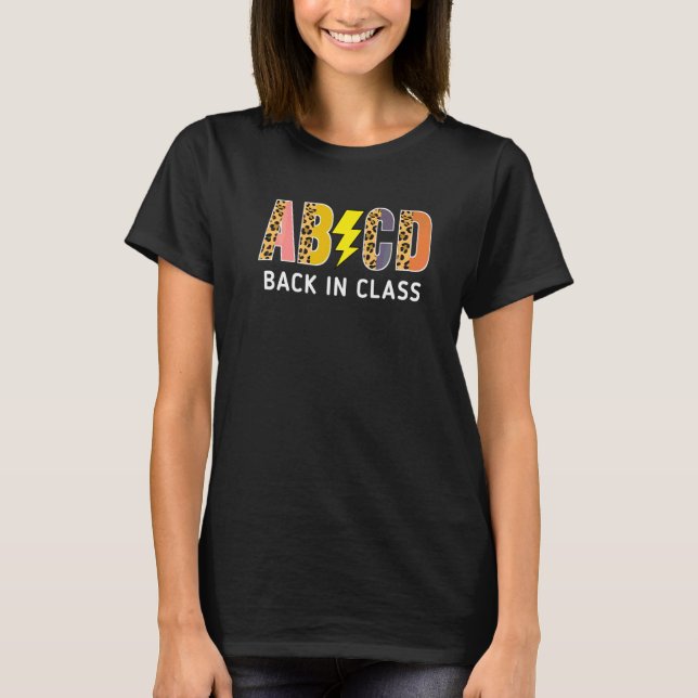 T-shirt Retour à l'école Enseignant Élèves Léopard Abcd Re (Devant)