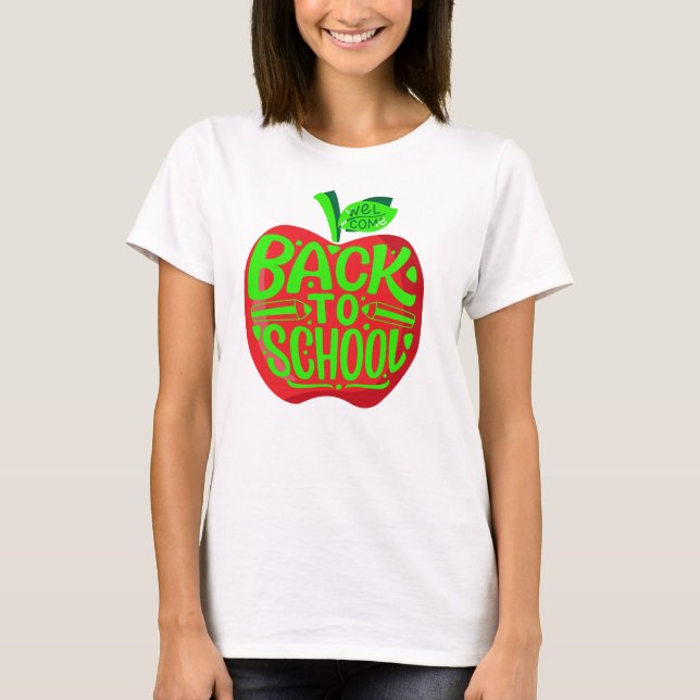 T-shirt Retour à l'école Enseignants Red Green Apple T-shi (Devant)