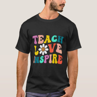 T-shirt Retour à l'école Enseigner Amour Inspirer Rétro En