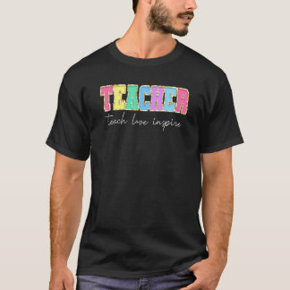 T-shirt Retour à l'école Enseigner Amour Inspirer Vintage 