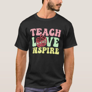 T-shirt Retour à l'école Enseigner l'amour Inspirer Rétro
