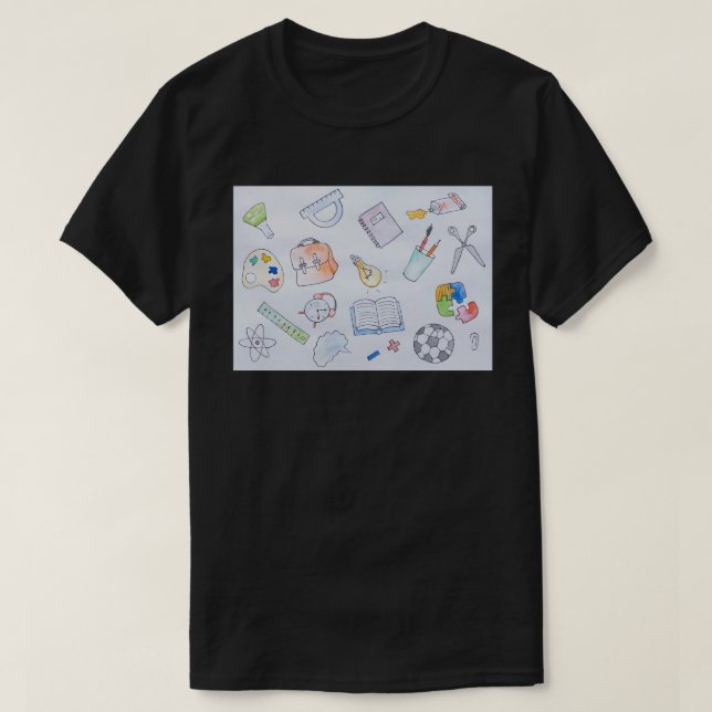 T-shirt Retour À L'École Fournitures D'Études, École (Design devant)