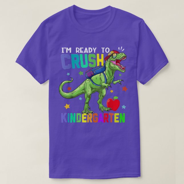 T-shirt Retour à l'école Garçons dinosaures Je suis prêt à (Design devant)