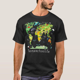 T-shirt Retour à l'école Homeschool World Map Géographie
