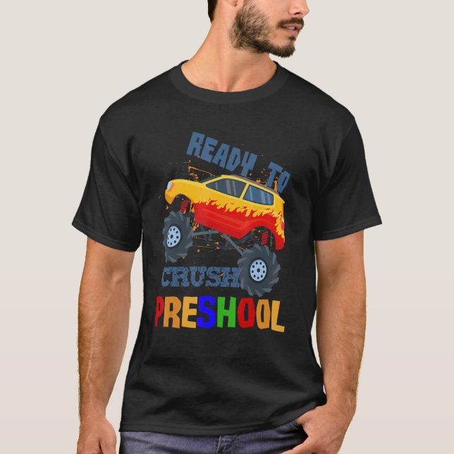T-shirt Retour À L'École I Camion Monster D'École Préscola (Devant)