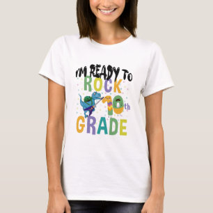 T-shirt Retour à l'école Je suis prêt à rocker 10e année D