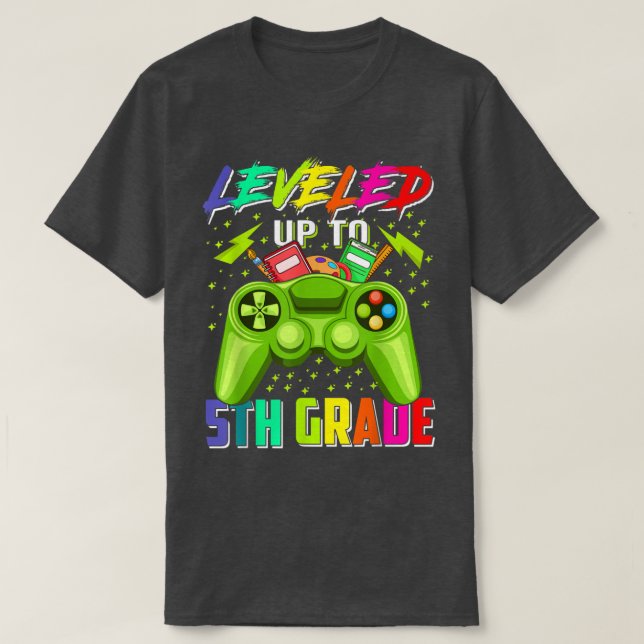 T-shirt Retour À L'École Jeu De 5E Année Niveau Jusqu'À Ci (Design devant)