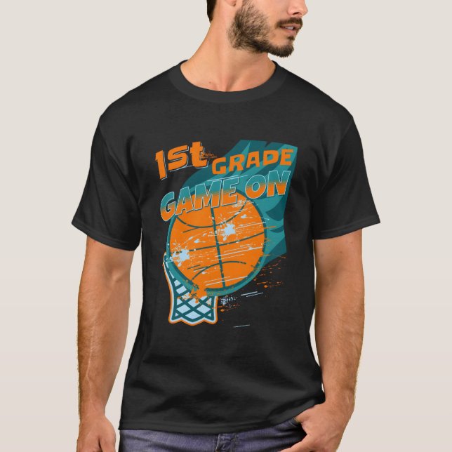 T-shirt Retour À L'École Jeu Sur Basketbal Élèves De 1Ère  (Devant)