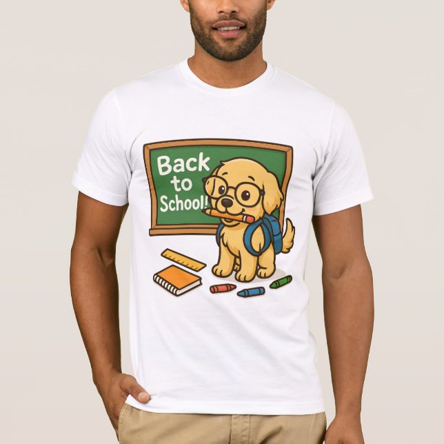 T-shirt Retour à l'école - jolie Golden Retriever (Devant)