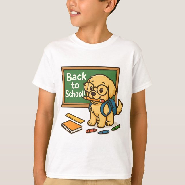 T-shirt Retour à l'école - jolie Golden Retriever (Devant)