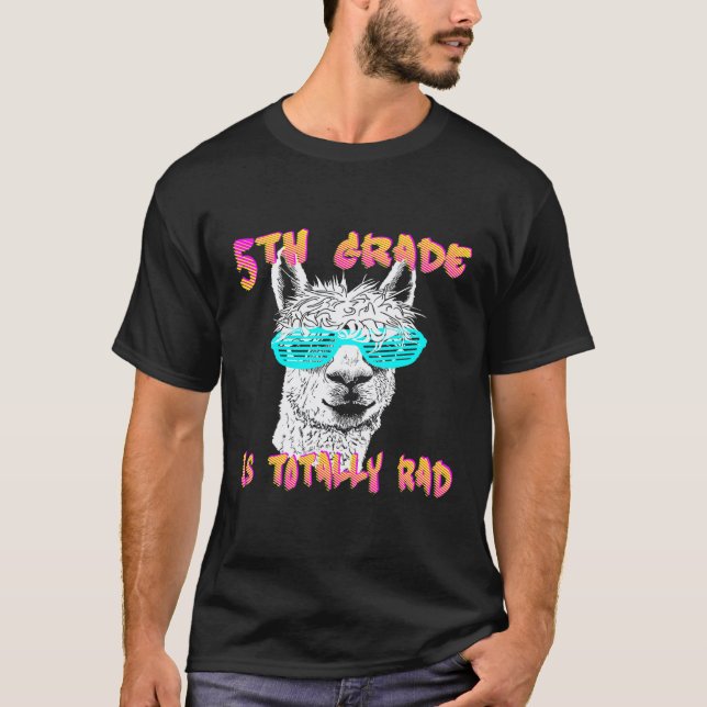 T-shirt Retour à l'école Llama 5e année Professeur de nive (Devant)