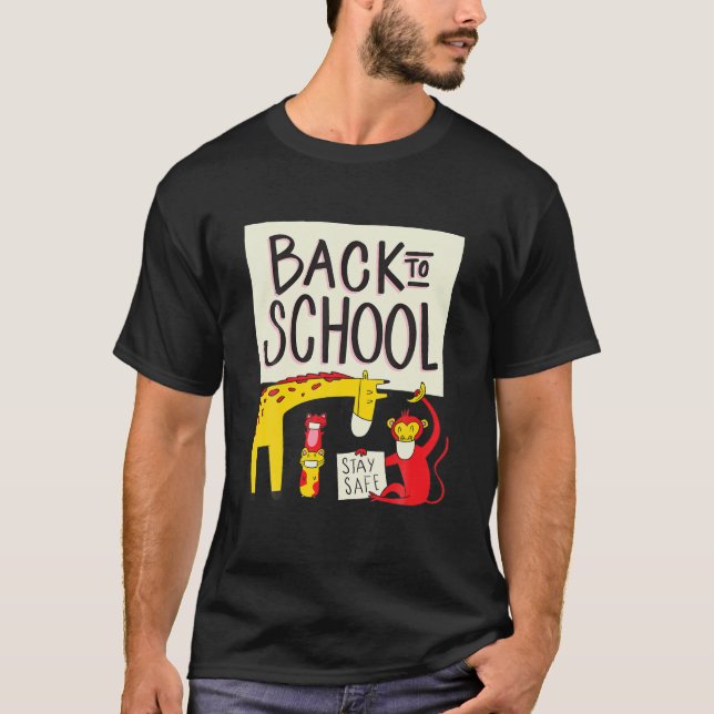 T-shirt Retour À L'École | Mignons Animaux Avec Masques Pr (Devant)