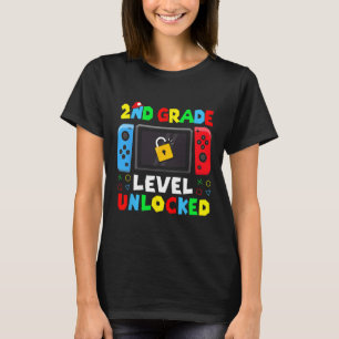 T-shirt Retour à l'école Niveau 2e année Débloqué Gamer En