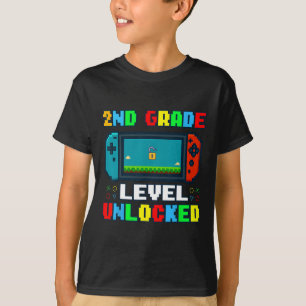 T-shirt Retour à l'école Niveau 2e année débloqué Gamer En