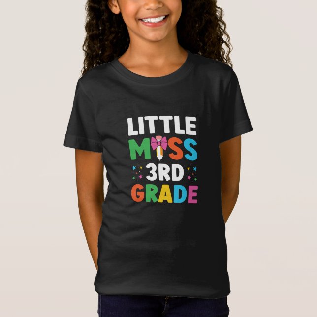 T-Shirt Retour À L'École Petite Miss 3e Année Typographie (Devant)