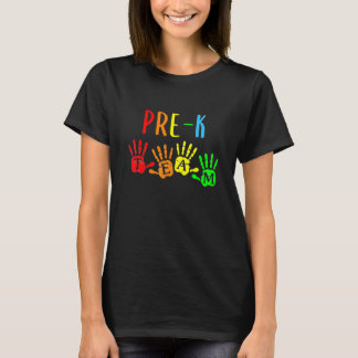 T-shirt Retour À L'École Prek Teacher Team Handprints
