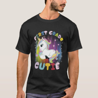 T-shirt Retour à l'école Première Année Licorne Mignonne L