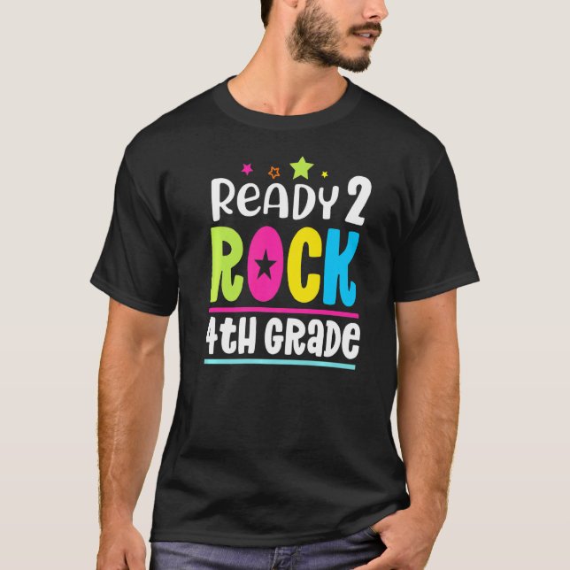 T-shirt Retour À L'École Prêt 2 Rocher 4e Année Enseignant (Devant)