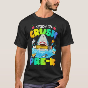 T-shirt Retour à l'école prêt à écraser Pré K Requin Garço