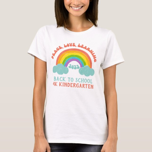 T-shirt Retour À L'École Retro Rainbow Apprentissage De La (Devant)