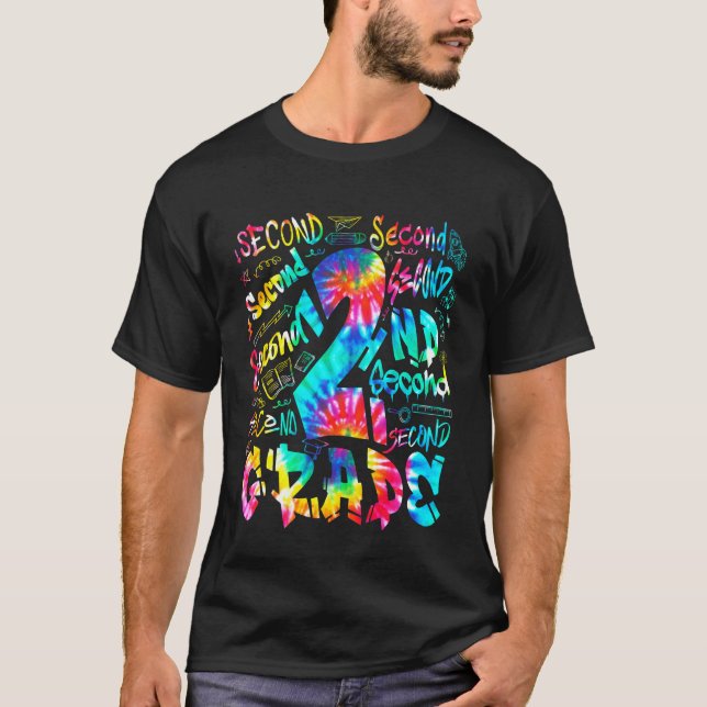 T-shirt Retour à l'école seconde 2e année Tie Dye typograp (Devant)