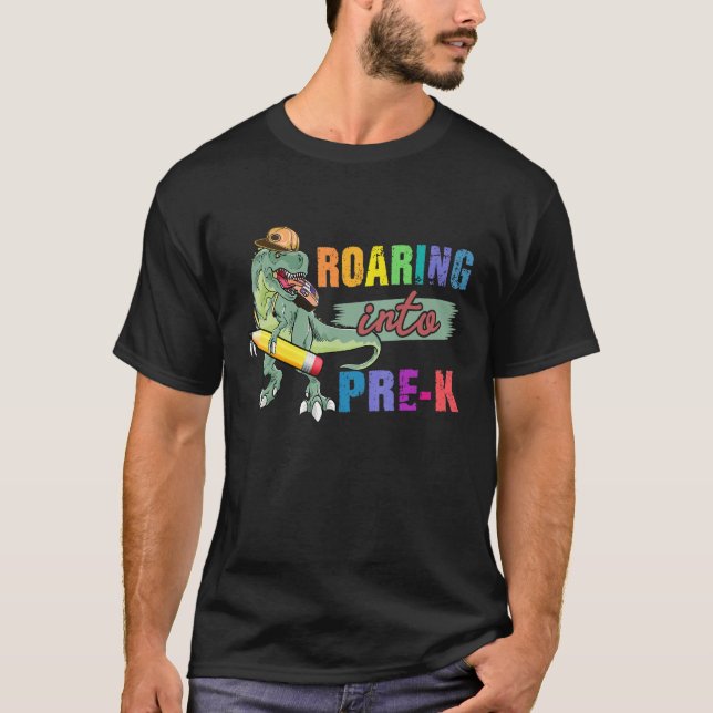 T-shirt Retour À L'École T Rex B En Dinosaure Pré K (Devant)