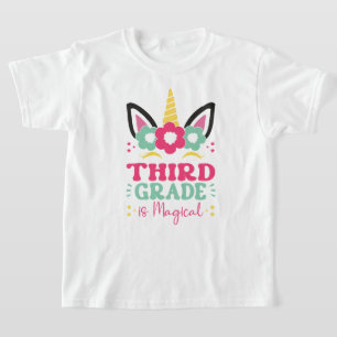 T-shirt Retour à l'école Tee Bonjour licorne de troisièm
