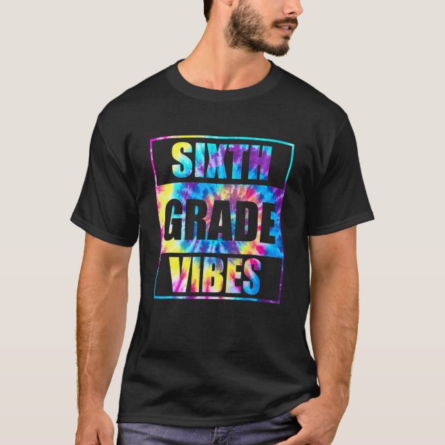T-shirt Retour À L'École Vibes De 6E Année, Enseignant De  (Devant)
