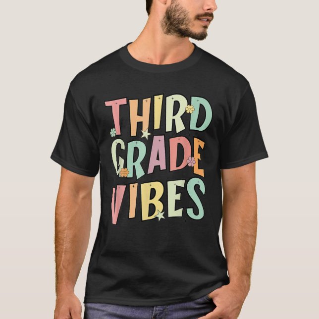 T-shirt Retour À L'École Vibes De Troisième Année Retro Pr (Devant)