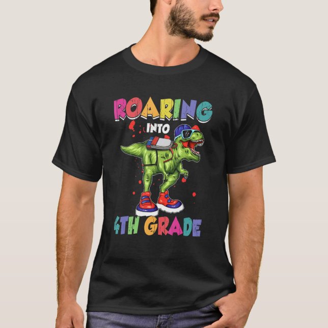 T-shirt Retour À Sc En Enseignant Dinosaure De 4E Année (Devant)