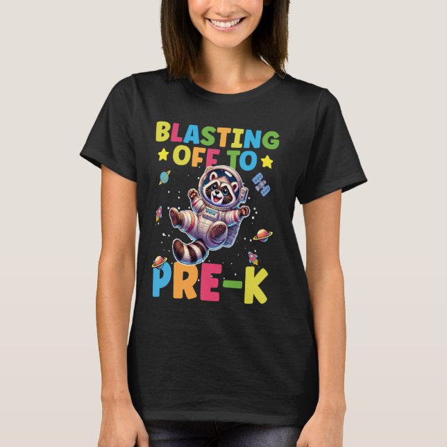 T-shirt Retour Au Racoon Spatial Cool De Première Classe (Devant)