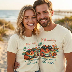 T-shirt Retour drôle de crabe grincheux à la plage - Blagu