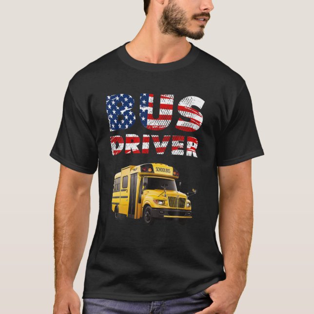 T-shirt Retour École Bus Drapeau École Bus American Fl (Devant)