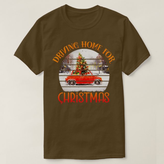 T-shirt retour en voiture pour la famille noël (Design devant)