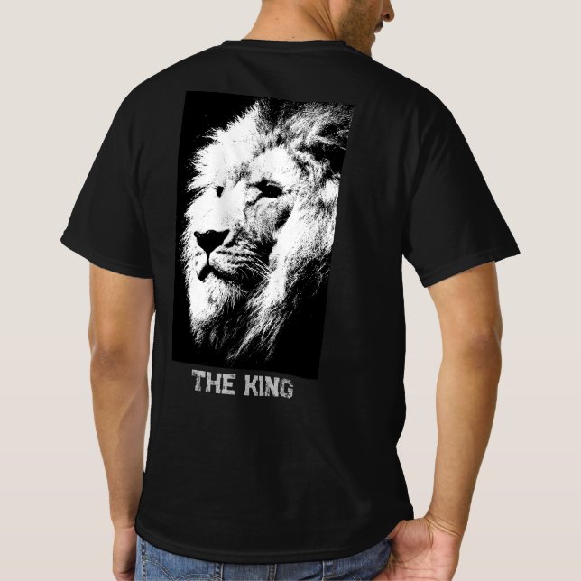 T-shirt Retour Imprimer Lion animal moderne Visage Mens Va (Dos)