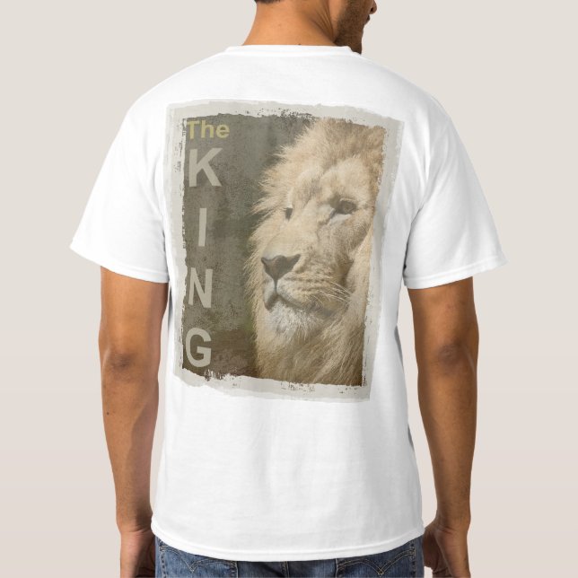 T-shirt Retour Imprimer Lion Face Top Modèles Mens Moderne (Dos)