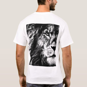 T-shirt Retour Imprimer Moderne Pop Art Lion Visage Modèle