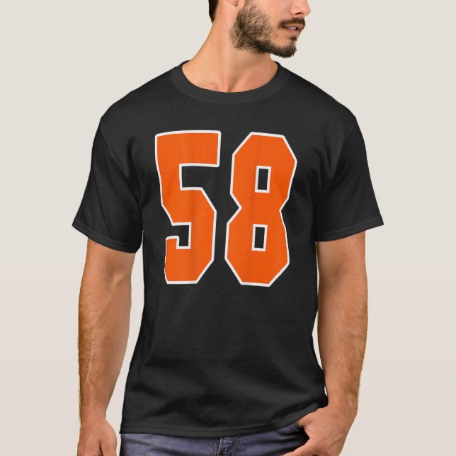 T-shirt Retour Imprimer Orange Sports Bloc Numéro 58 Pour  (Devant)