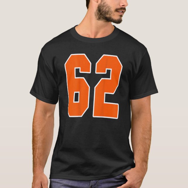 T-shirt Retour Imprimer Orange Sports Bloc Numéro 62 Pour  (Devant)