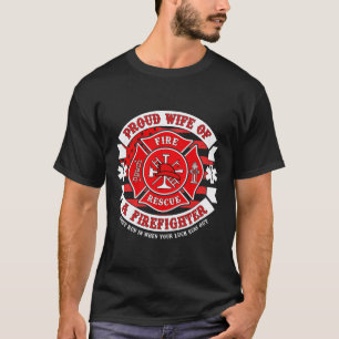 T-shirt Retour Imprimer Pompier Fière Femme Fierté Fireman