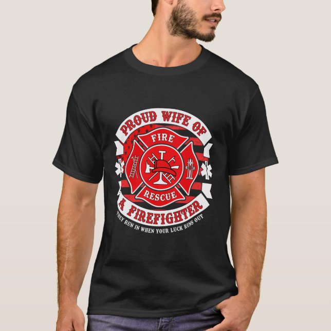 T-shirt Retour Imprimer Pompier Fière Femme Fierté Fireman (Devant)