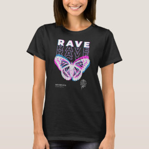 T-shirt Retour Imprimer Rave Papillon Techno Hardtechno Ra